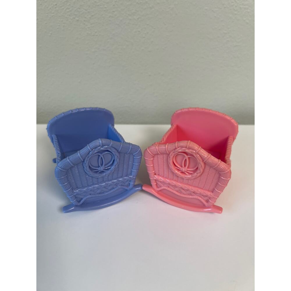Fisher Price Loving Family Dollhouse Nursery Pink Blue Cradle Crib Twin Time